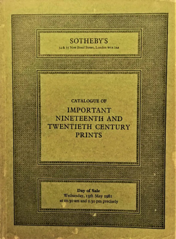 Sotheby's ~ 19th & 20th Century Prints ~ London ~ 13. 05. 1981