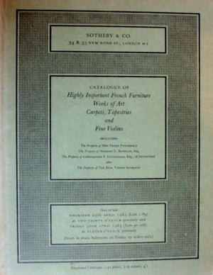 Sotheby's ~ Furniture, W.O.A., Violins ~ London ~ 29./30.04.1965