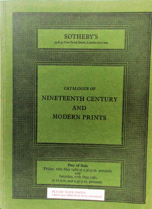 Sotheby's ~ 19th C. & Modern Prints ~ London ~ 16. & 17. 05. 1980