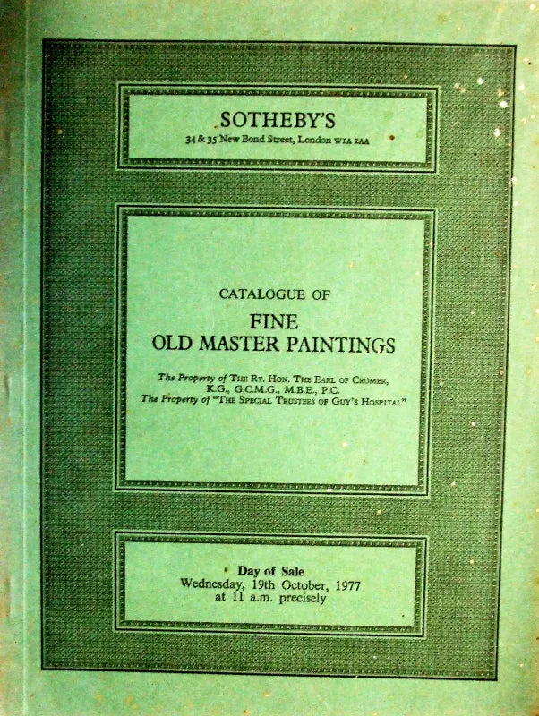 Sotheby's ~ Fine Old Master Paintings ~ London ~ 19. 10. 1977