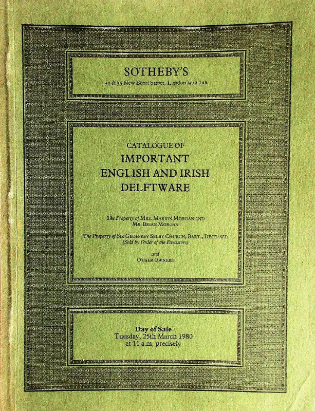 Sotheby's ~ English & Irish Delftware ~ London ~ 25. 03. 1980
