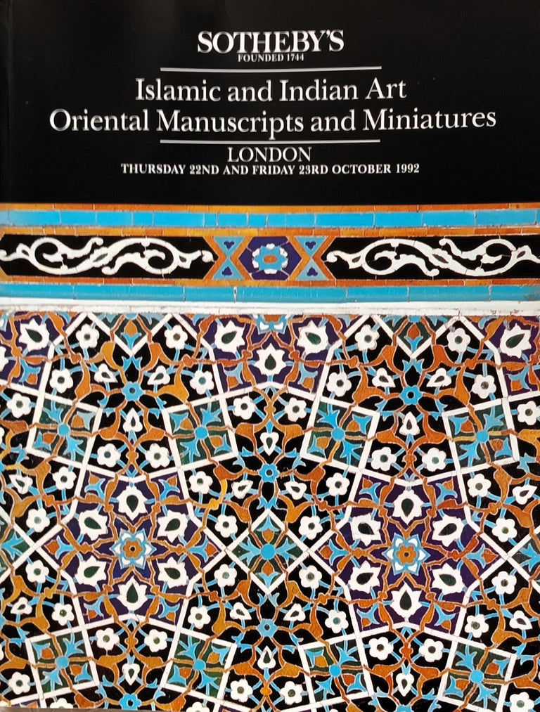 S NILUFER Islamic & Indian Art Oriental Manuscripts Miniatures L 23. 10. 1992 - AA Copy