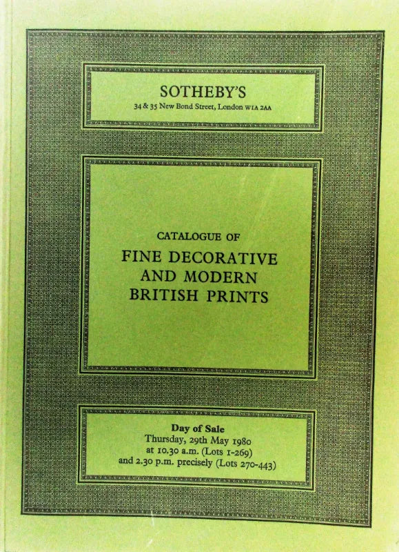 Sotheby's ~ Decorative & Modern Prints ~ London ~ 29. 05. 1980