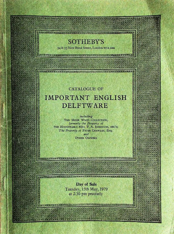 Sotheby's ~ English Delftware ~ London ~ 15. 05. 1979