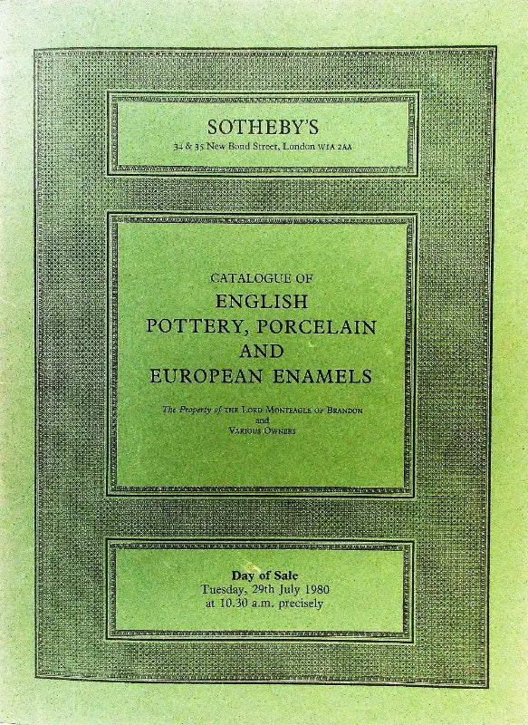 Sotheby's ~ Ceramics & European Enamels ~ London ~ 29. 07. 1980