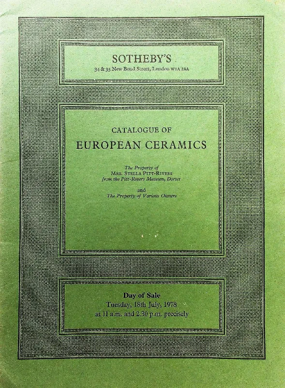 Sotheby's ~ European Ceramics ~ London ~ 18. 07. 1978