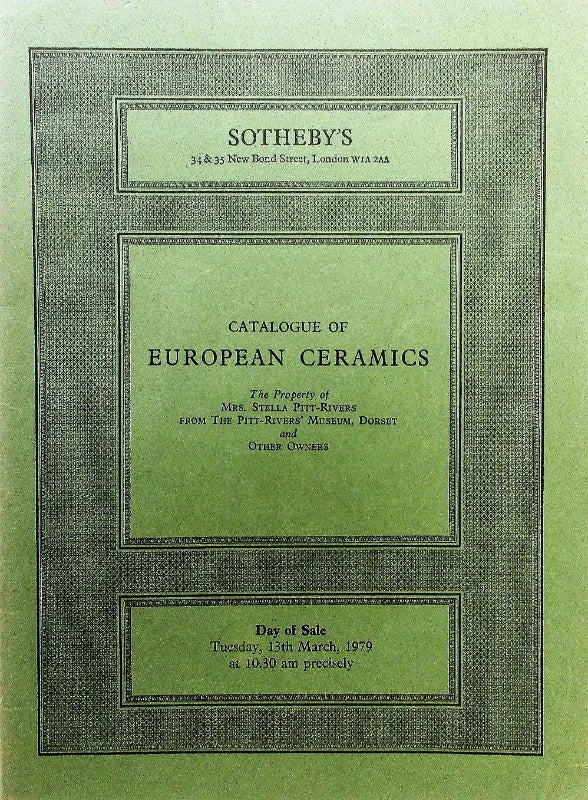 Sotheby's ~ European Ceramics ~ London ~ 13. 03. 1979