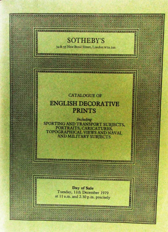 Sotheby's ~ English Decorative Prints ~ London ~ 11. 12. 1979