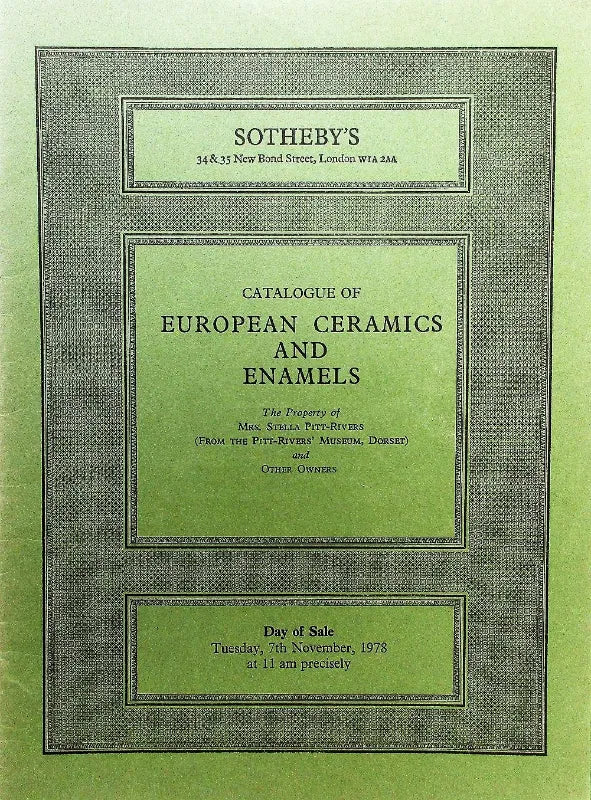 Sotheby's ~ European Ceramics & Enamels ~ London ~ 07. 11. 1978