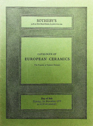 Sotheby's ~ European Ceramics ~ London ~ 05. 12. 1978