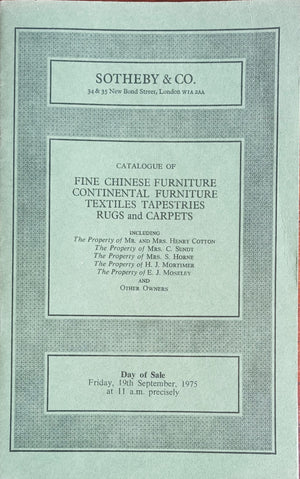 Sotheby's ~ Furniture, Textiles, Tapestries, Rugs & Carpets ~ London ~ 19. 09. 1975