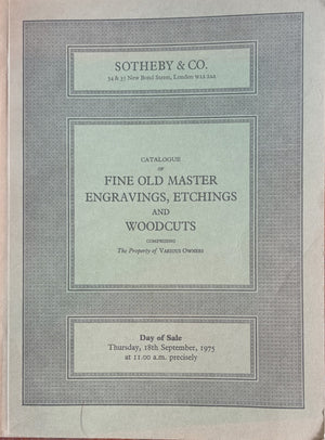 Sotheby's ~ Old Master Engravings, Etchings and Woodcuts ~ London ~ 18. 09. 1975