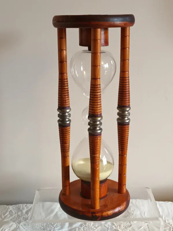 Antique Victorian Silk / Cotton Reel Sand Glass