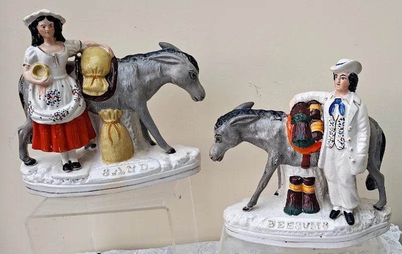Pair of Antique Victorian Staffordshire Figures ~ 