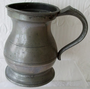 Antique Georgian Pewter Pint Baluster Measure ~ Sanders & Sons