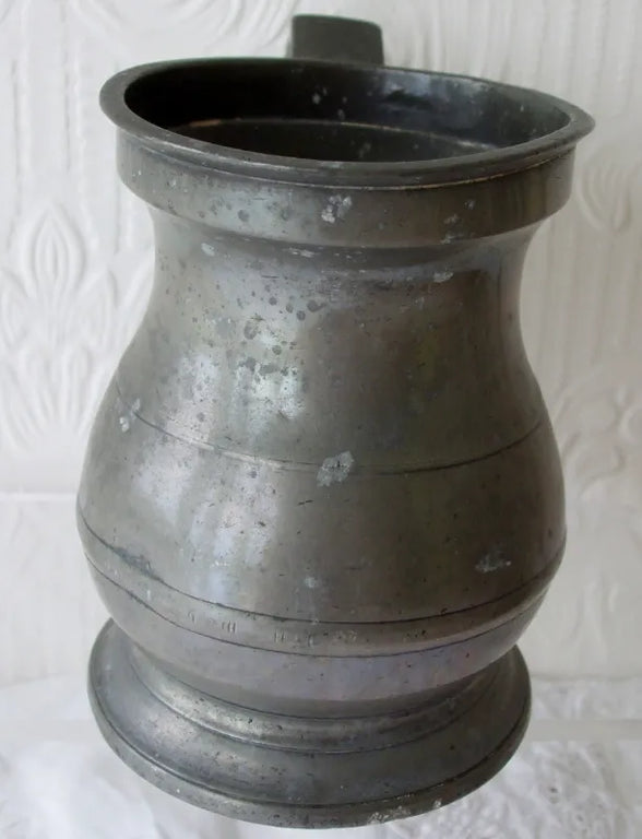 Antique Georgian Pewter Pint Baluster Measure ~ Sanders & Sons