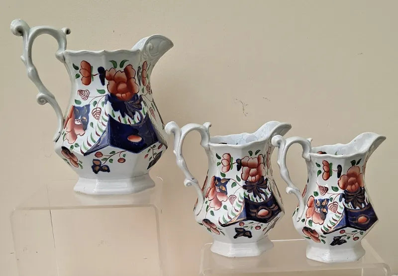 Set of Three Antique Victorian Gaudy Welsh 