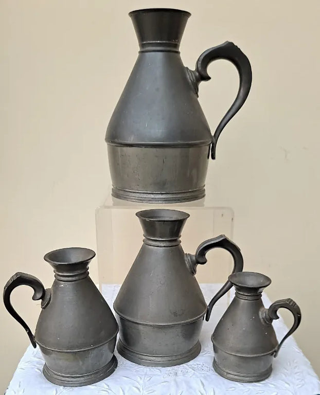 Set of 4 Antique Victorian Irish Pewter 