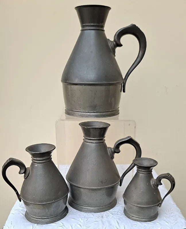 Set of 4 Antique Victorian Irish Pewter 