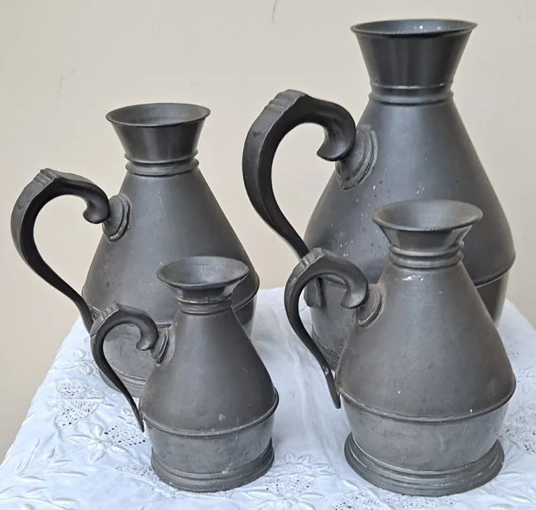 Set of 4 Antique Victorian Irish Pewter 