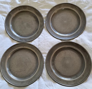 Set of 4 Antique English Georgian Pewter Plates