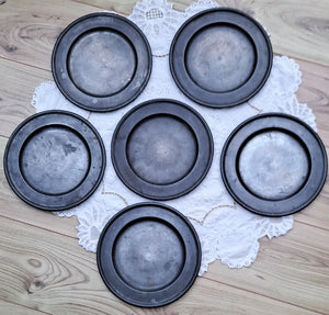 Set of 6 Antique English Georgian Pewter Plates ~ William Wright