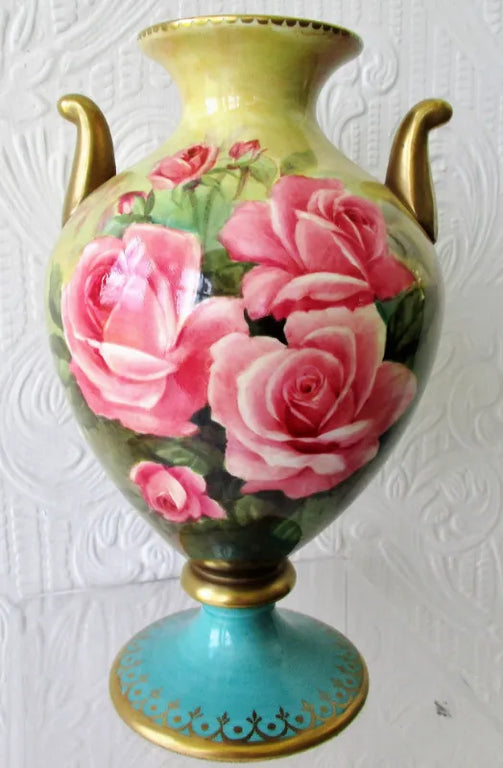 Porcelain Hand-Painted and Gilded Vase ~ 