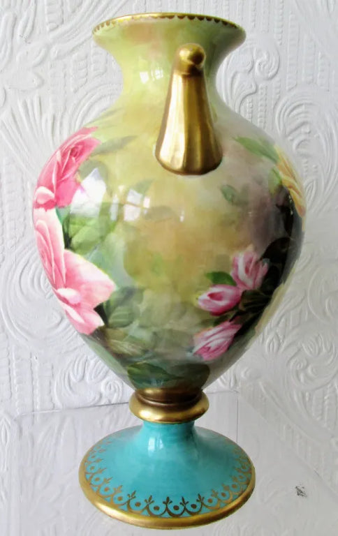 Porcelain Hand-Painted and Gilded Vase ~ 