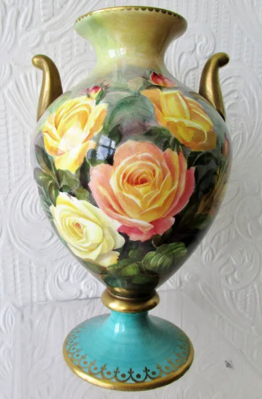 Porcelain Hand-Painted and Gilded Vase ~ 