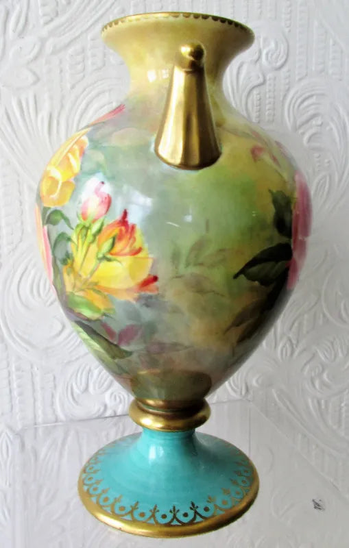 Porcelain Hand-Painted and Gilded Vase ~ 