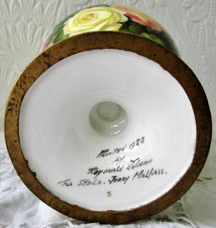 Porcelain Hand-Painted and Gilded Vase ~ 