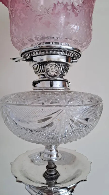 Antique Victorian Silver Plated Oil Lamp