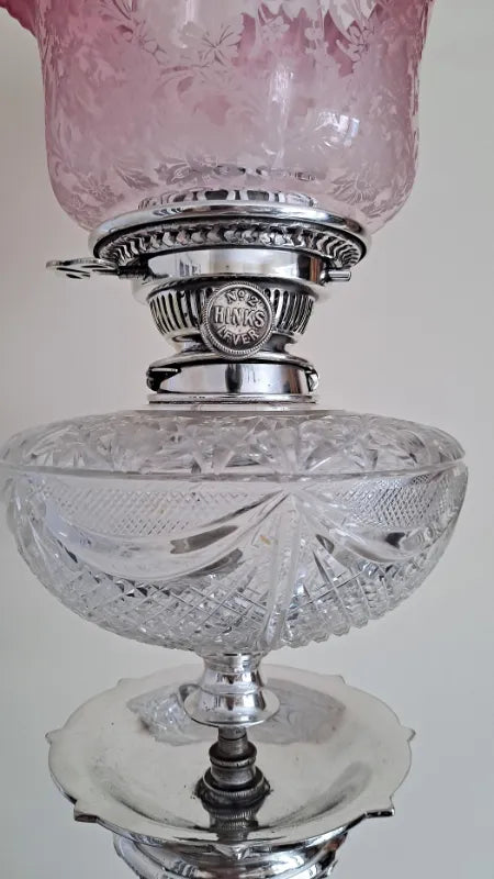 Antique Victorian Silver Plated Oil Lamp