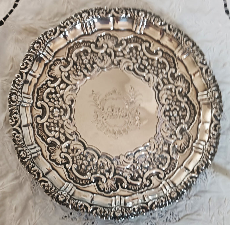 Antique English Georgian Silver Salver ~ Sheffield 1818 ~ S.C. Younge & Co.