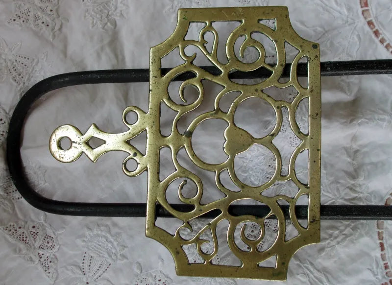 Antique English Victorian Brass & Iron Trivet