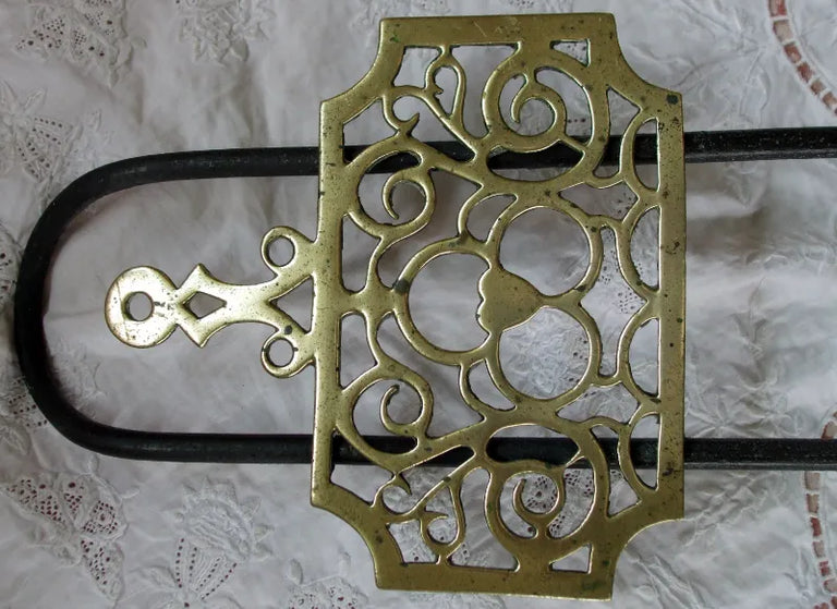Antique English Victorian Brass & Iron Trivet