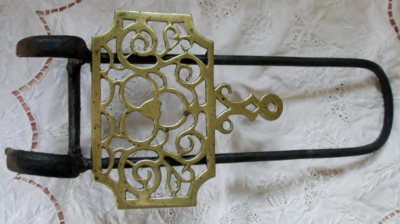 Antique English Victorian Brass & Iron Trivet