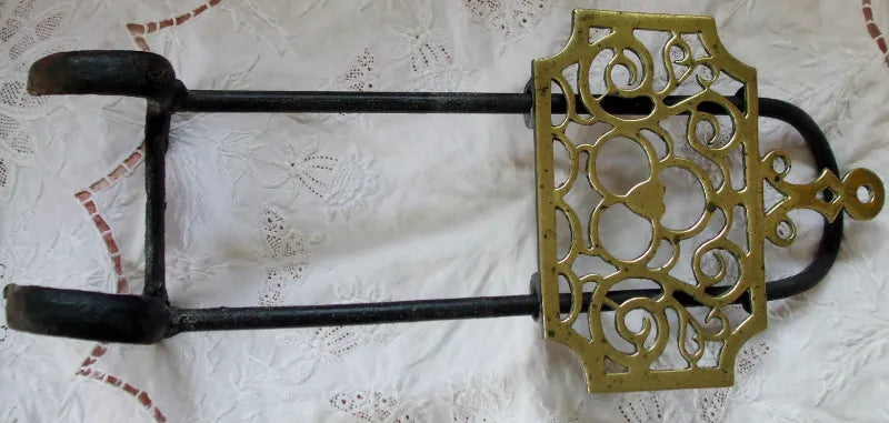 Antique English Victorian Brass & Iron Trivet