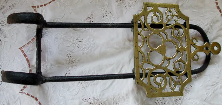 Antique English Victorian Brass & Iron Trivet
