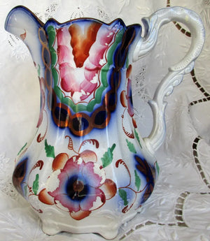 Antique Victorian Gaudy Welsh "Snowdonia" Pattern Jug