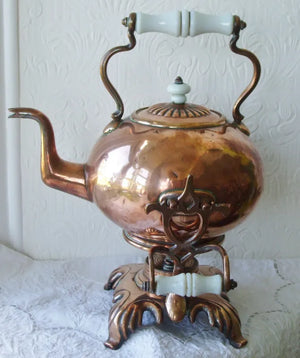Victorian Copper Spirit Kettle, Stand & Burner ~ Mappin & Co.