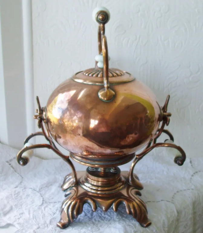 Victorian Copper Spirit Kettle, Stand & Burner ~ Mappin & Co.