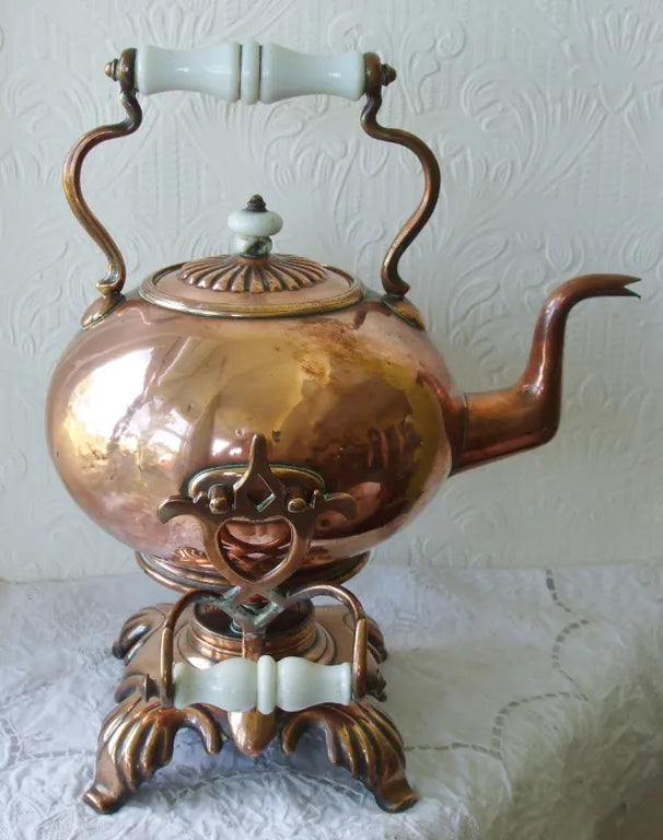 Victorian Copper Spirit Kettle, Stand & Burner ~ Mappin & Co.