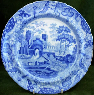 Antique Georgian Blue & White Transfer "Castle" Plate ~ Spode