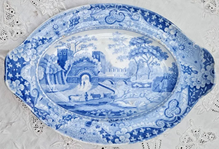 Antique Georgian Blue & White Transfer 
