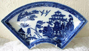 Antique Georgian Blue & White Transfer "Willow" Supper Dish ~ Spode