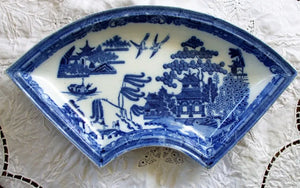 Antique Georgian Blue & White Transfer "Willow" Supper Dish ~ Spode