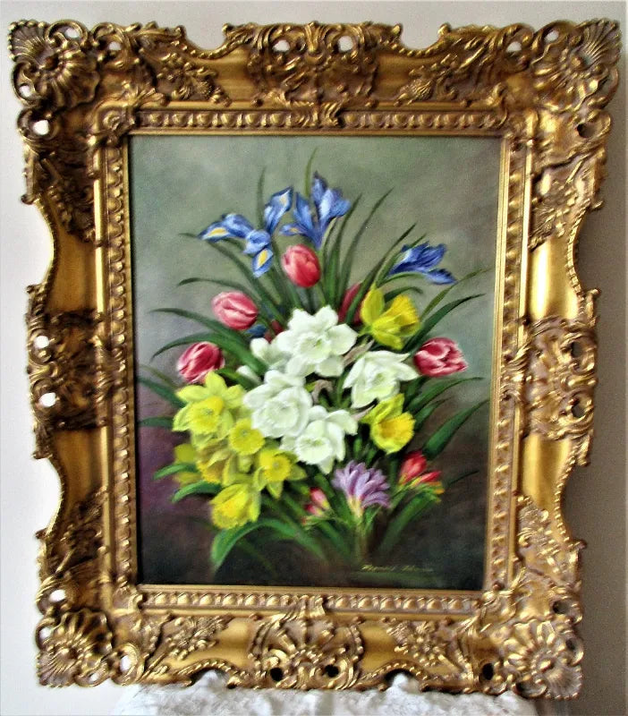 Spring Bouquet ~ Oil Painting on Canvas ~ Reg Johnson ~ c. 1990