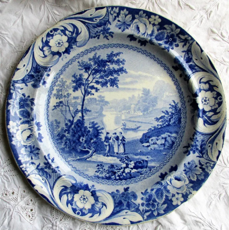Antique Victorian Blue & White Transfer 