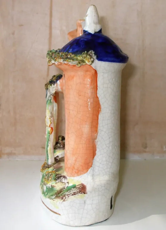 Antique English Victorian Staffordshire Pottery Cottage